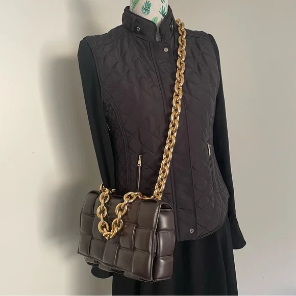 HOST PICK⭐️BOTTEGA VENETA CHAIN CASSETTE BAG -Padded lambskin leather-DARK BROWN - Picture 14 of 16